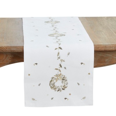 Saro Lifestyle Embroidered Wreath Table Runner