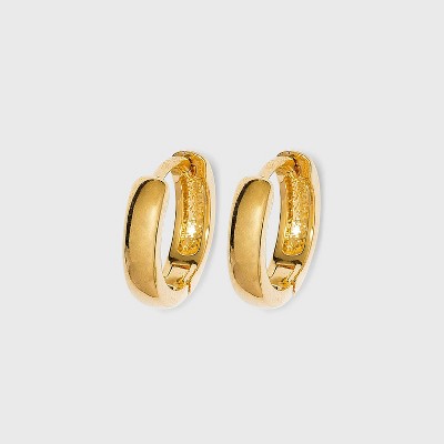 14K Gold Plated Huggie Hoop Earrings - A New Day™: Nickel-Free, Clip-In Clasp, Polished Finish, Gift Box Included