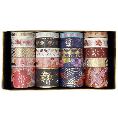 Wrapables Gold Foil Washi Tape in Gift Box Set for DIY Arts & Crafts, Scrapbooking (20 Rolls)