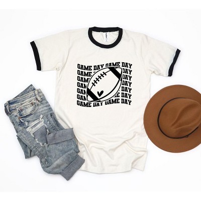 Simply Sage Market Women's Football Game Day Stacked Wavy Short Sleeve Ringer Tee