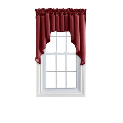 Ellis Stacey 3" Rod Pocket High Quality Fabric Solid Color Window Lined Swag Set Merlot