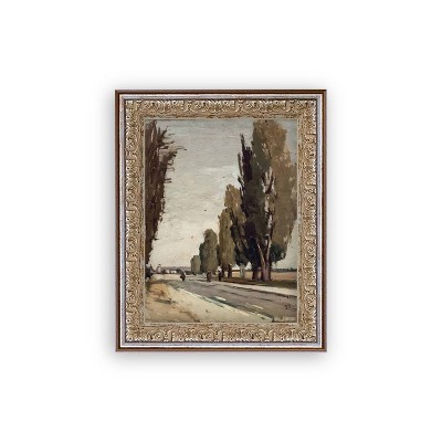 Petal Lane 8"x10" European Tree Lane Wall Art: Vintage Style, Framed Mixed Media, Sawtooth Back Mount, Polystyrene Frame