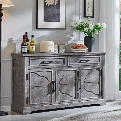 Buffet Sideboard Cabinet with Doors and Drawers, Buffet Table Coffee Bar Wine Bar Storage Cabinet for Dining Room, Living Room