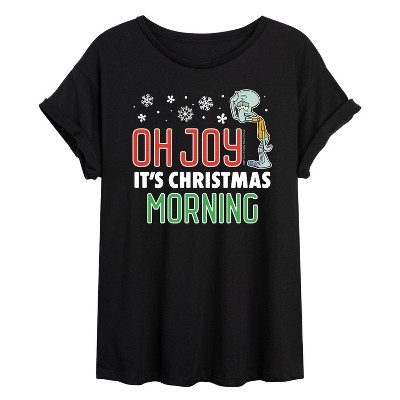 Women's - SpongeBob SquarePants - Oh Joy Its Christmas Morning Oversized Graphic T-Shirt