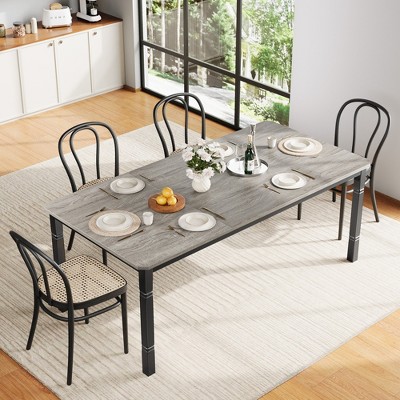 79" Large Industrial Dining Room Table for 6-8 People Rectangular Wood Kitchen Table Modern Farmhouse Dining Table Kitchen with Heavy Duty Metal Legs