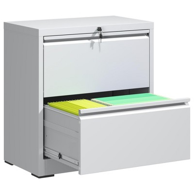 Munora - 2-Drawer Lateral File Cabinet with Lock - Wide Storage for Letter/Legal/A4 Files - White