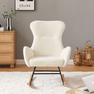 NicBex Rocking Chair Velvet Accent Chair Upholstered Comfy Chair with High Backrest Lounge Chair for Bedroom, Living Room