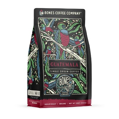 Bones Coffee Company Guatamela Ground Coffee Beans Single-Origin 12 oz Medium Roast (Ground)