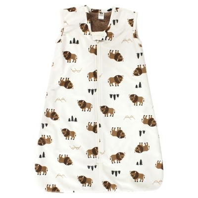Hudson Baby Infant Boy Plush Faux Fur Sleeping Bag, Wearable Blanket, Wild Buffalo