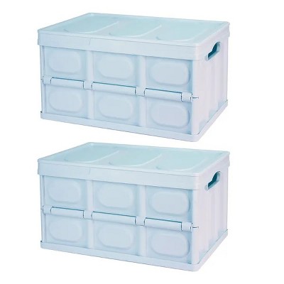 Racxily 30L Collapsible Storage Bins With Dustproof Lid Waterproof Interior Bag Handle Stackable Storage Box Container Utility Organizer