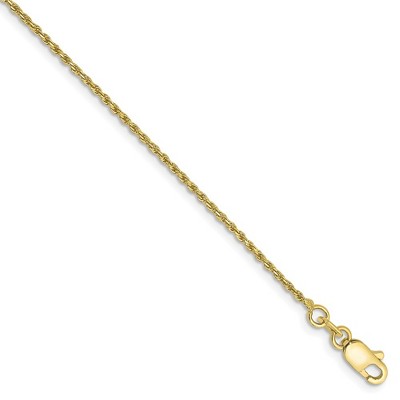 Black Bow Jewelry 1.2mm 10k Yellow Gold Diamond Cut Solid Rope Chain Bracelet