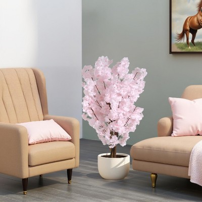 KTMBDW Artificial Cherry Blossom Branches Decor Fake Trees 43" Silk Faux Trees for Decoration Home Wedding Bedroom Party(Pink)