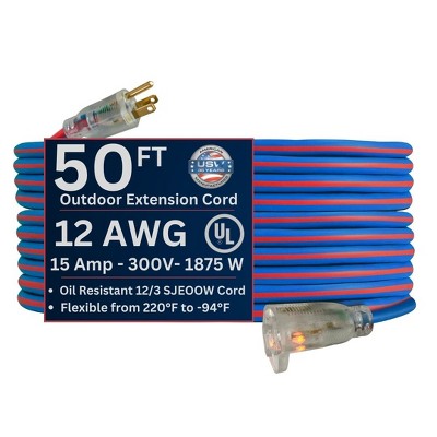 US Wire and Cable 12/3 Gauge Extreme Cold Weather Extension Cords