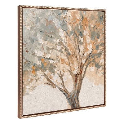 Kate & Laurel All Things Decor 30"x30" Sylvie Beaded Mediterranean Tree Framed Canvas by The Creative Bunch Studio Gold