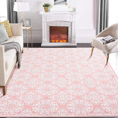 Washable Hallway Runner Rug Machine Washable Modern Floral Low Pile Area Rug with Rubber Backing Foldable Carpet