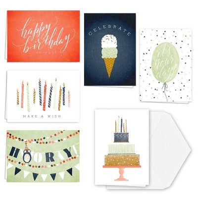 36ct Birthday Card Set: Canopy Street Multicolor Balloon Design, Matte Finish, Single-Design Boxed Pack
