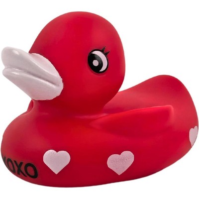 4E's Novelty 3" Valentines Rubber Duck 2 Pack - Large Red XOXO Sweetheart Rubber Ducky for Valentines Day Decoration