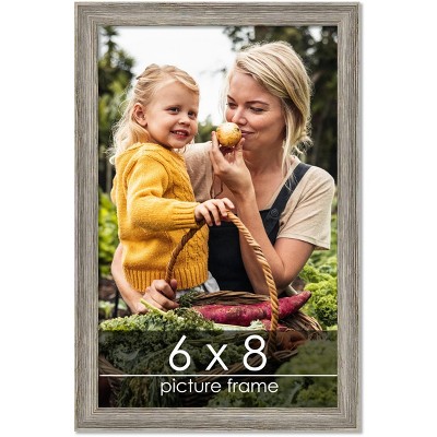 PosterPalooza | 6x8 Thin Barnwood Picture Frame, UV Acrylic, 2 Finishes - Grey and Black