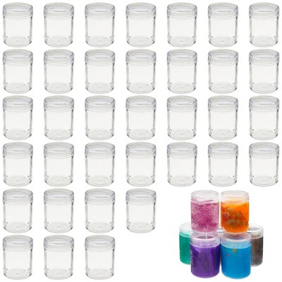 Juvale 35-Pack 1.2 oz Clear Plastic Jars with Lids for Beads, Craft Storage, Small Empty Containers for Slime
