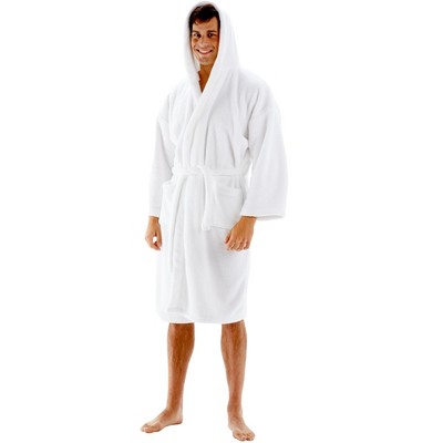 BC BARE COTTON Mens Hooded Robe Microfiber Plush Fleece Bathrobe