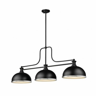 Melange 3-Light Billiards Pendant - Matte Black & Brushed Nickel, 52" Wide, Dimmable