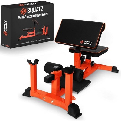 SQUATZ Sissy Squat Machine and Preacher Curl Crunch Rack - Orange, Black