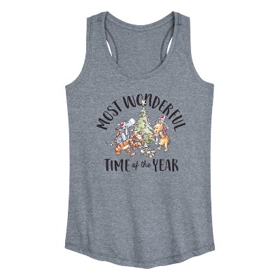 Women's - Winnie the Pooh - Christmas Most Wonderful Time of the Year Graphic Racerback Tank