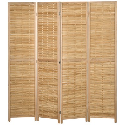 Maliang 4 Panel Room Divider, 5.5' Tall Bamboo Portable Folding Privacy Screens, Hand-Woven Double Side Partition Wall Dividers for Home Office
