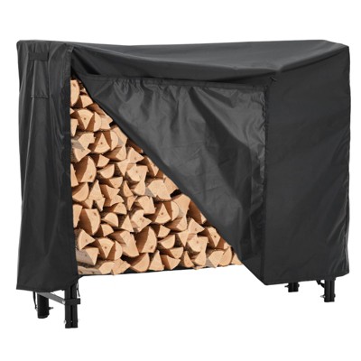 Firewood Rack 4/8 ft Outdoor & Indoor Log Holder Heavy Duty Wood Organizer with Waterproof Cover Steel Mesh Storage for Fireplace, Patio, Wood Stacker