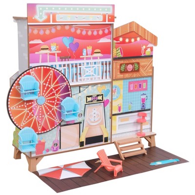 KidKraft Ferris Wheel Fun Beach House Wooden 360-Play Dollhouse with 19 Accessories