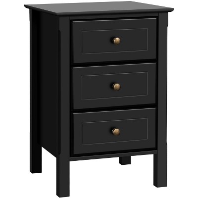 Yaheetech 3 Drawer End Table with Solid Wood Legs for Living Room