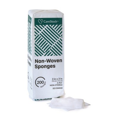 CareStock Gauze Sponge, 3 x 3 in. 4-Ply - Highly Absorbent Cotton Wound Dressing - Non-Sterile