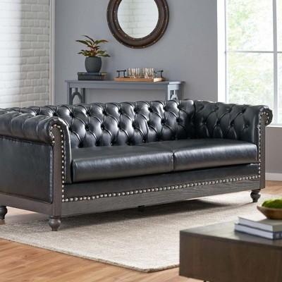 Mirod 3-Seat Retro Sofa with Wooden Legs, Comfortable Modern Couch for Living Room, Study, Lounge, and Apartment Spaces