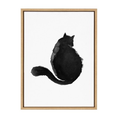 Kate & Laurel All Things Decor 18"x24" Sylvie Black Cat Wall Art: Viola Kreczmer, Framed Canvas
