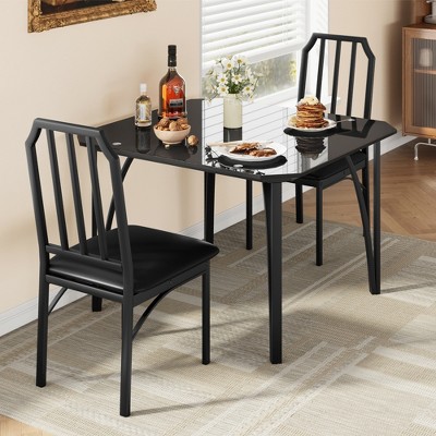 Set for 2 Dining Table Set with 2 Ultra Comfortable PU Cushion Chair for Kitchen