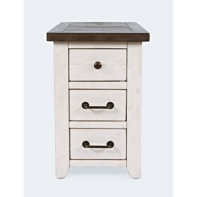 Jofran,Harris USB Charging Side Table- White Color