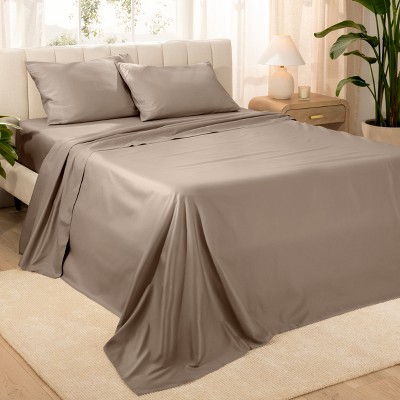 400 Thread Count Organic Cotton Sateen Bed Sheet Set by Bare Home
