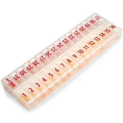 MEDca Large Pill Organizer Monthly 32 Compartments: 30 Day 1 Time A Day, Compartment Box for Medications, BPA-Free Plastic