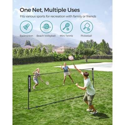 Adjustable Badminton Net for Volleyball & Pickleball, 13ft Wide Foldable Nylon Net with Poles, Indoor Outdoor Use for Kids & Adults