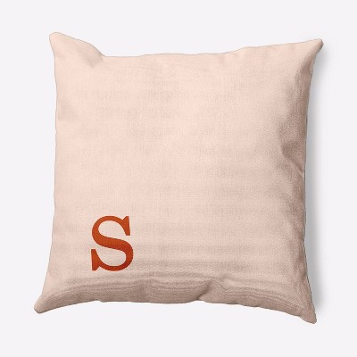 16"x16" Modern Monogram 's' Square Throw Pillow Sienna/Cream - e by design: Indoor Polyester Twill