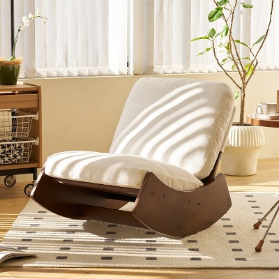 24.4"W Rocking Corduroy Upholstered Glider Chair, Solid Wood Frame Accent Reading Chair for Nursery, 4Q- ModernLuxe