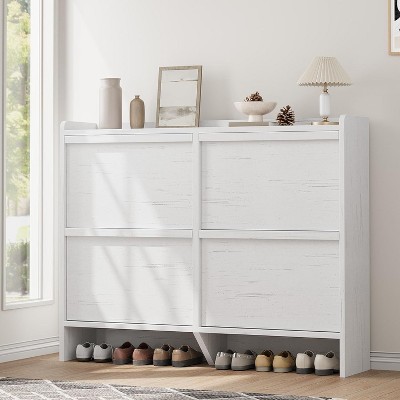 Jojoka Modern Shoe Cabinet with 3 Flip Drawers Adjustable Shelves and Anti-Tip Safety for Entryway Storage
