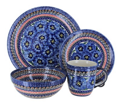Blue Rose Polish Pottery Zaklady Dinnerware (4 PC)
