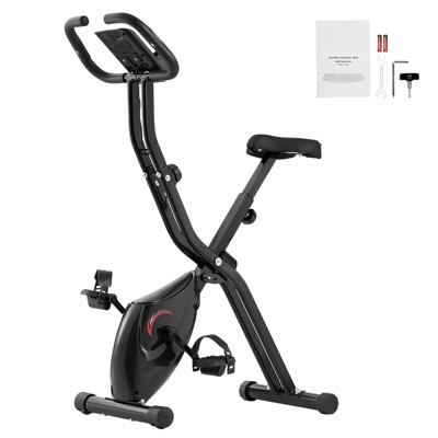 VEVOR Folding Exercise Bike, Foldable Fitness Stationary Bike, Adjustable Magnetic Resistance Stationary Bike, Black