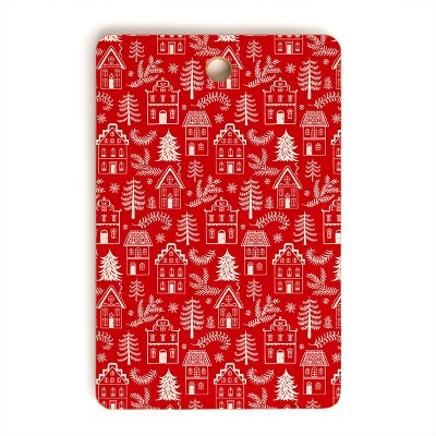 Pimlada Phuapradit Christmas village Red Cutting Board Rectangle -Deny Designs