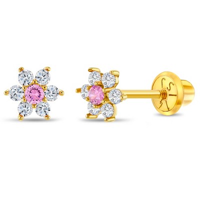 Girls' Flower Cluster Screw Back 14k Gold Earrings - In Season Jewelry
