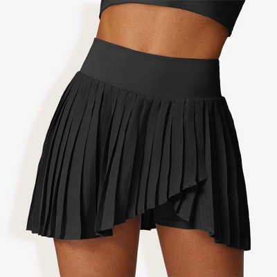 Anna-Kaci Active Women's High Waist Pleated Skort with Built-In Shorts and Asymmetrical Wrap Design