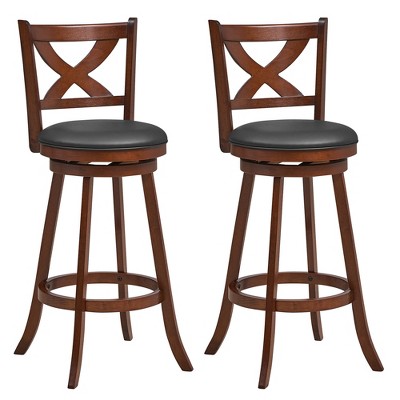 Costway Set of 2 Bar Stools  Classic Counter Height Swivel Chairs for Kitchen Pub