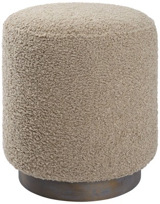 Uttermost Avila 16" Wide Wooden Base and Latte Fabric Ottoman