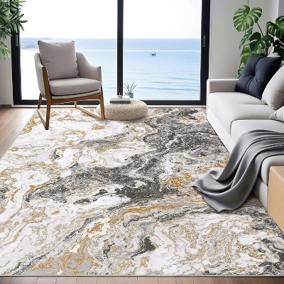coucheta Multi-size Modern Machine Washable Area Rugs for Living Room, Abstract Boho Soft Non Slip Low Pile Marble Carpet, for Bedroom, Dining Room